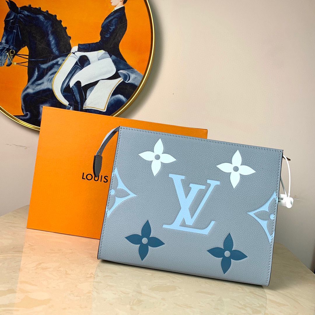 Louis Vuitton POCHETTE VOYAGE MM M80504 Blue & Saffron
