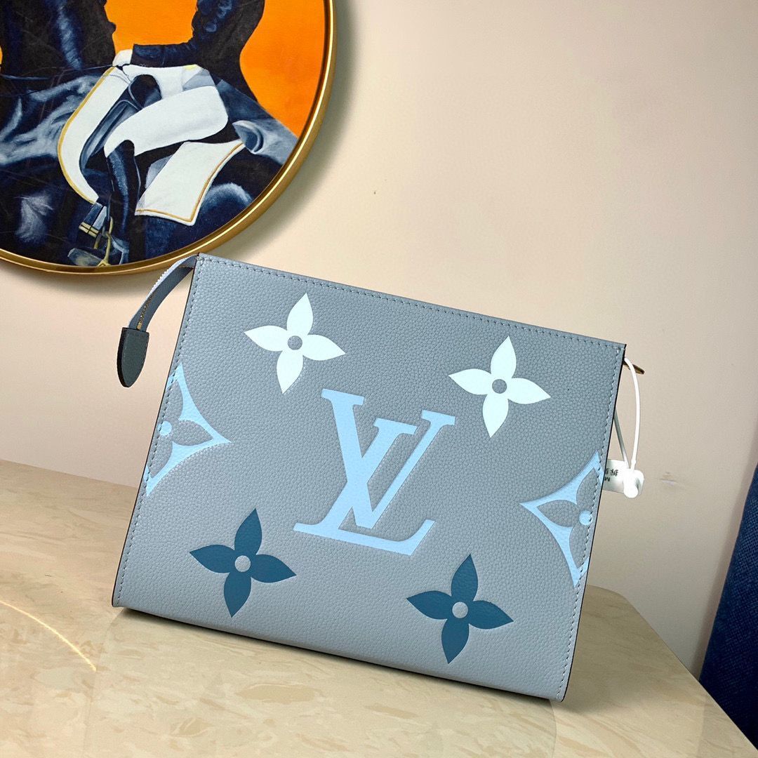 Louis Vuitton POCHETTE VOYAGE MM M80504 Blue & Saffron