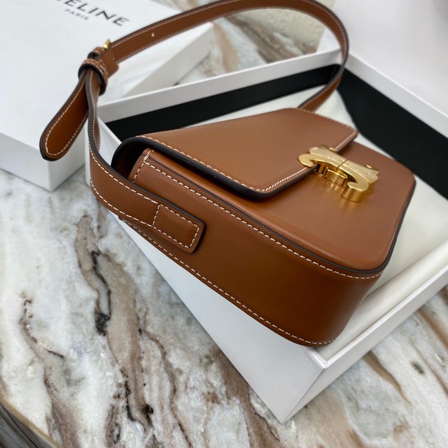 Celine TRIOMPHE SHOULDER BAG IN NATURAL CALFSKIN 194143 TAN