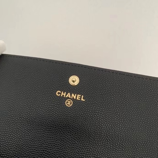 Chanel Calfskin Leather & Gold-Tone Metal Wallet AP1895 black