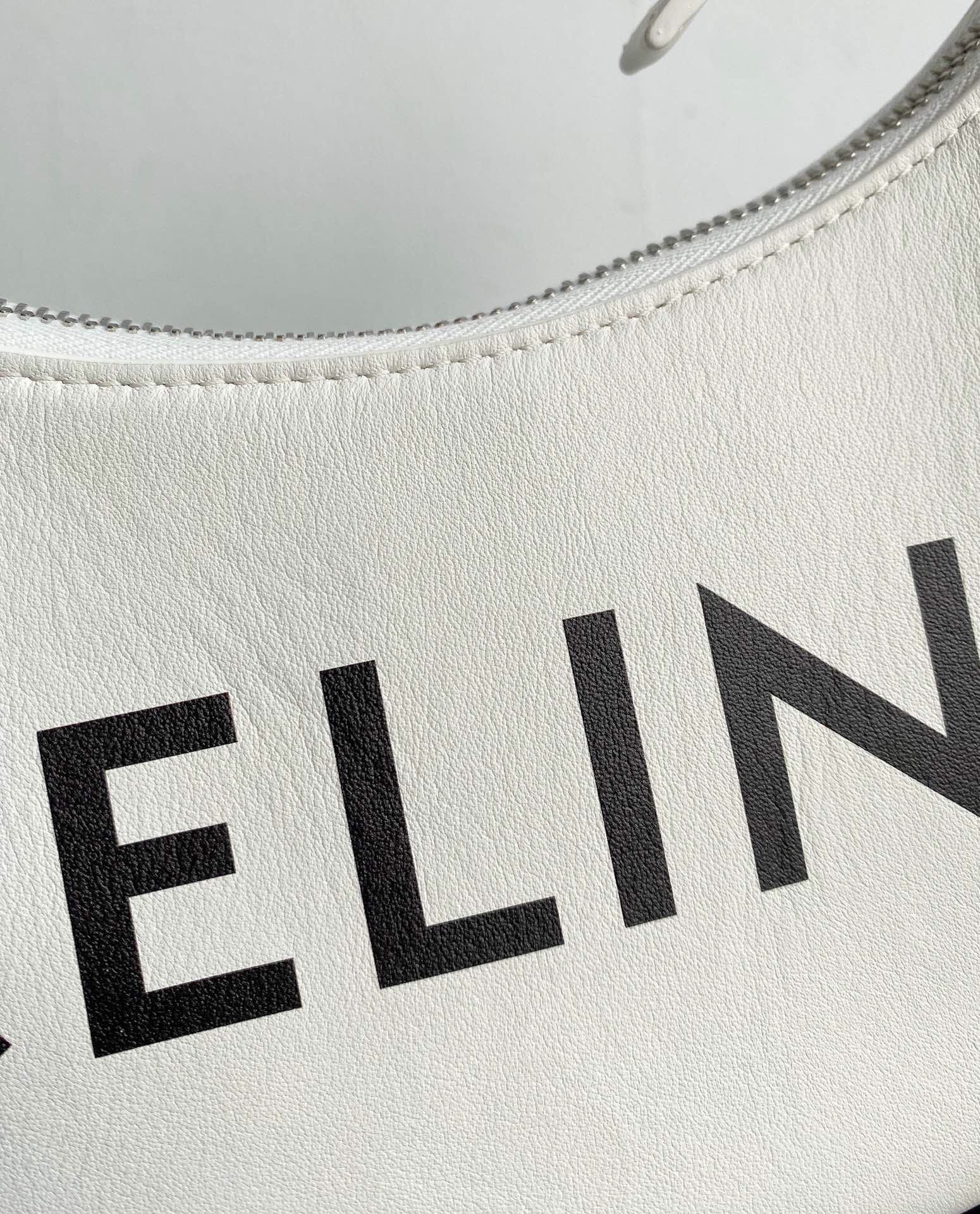 Celine AVA BAG IN TRIOMPHE CANVAS AND CALFSKIN 193952 WHITE