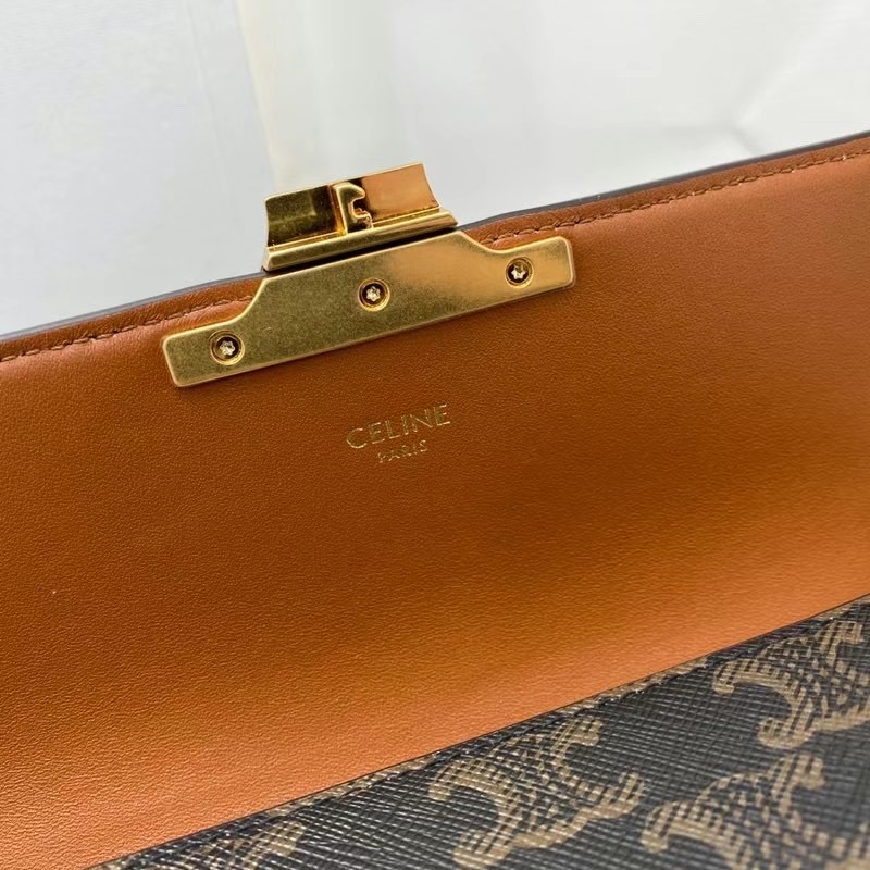 Celine TRIOMPHE SHOULDER BAG IN TRIOMPHE CANVAS AND CALFKSIN 194142 TAN