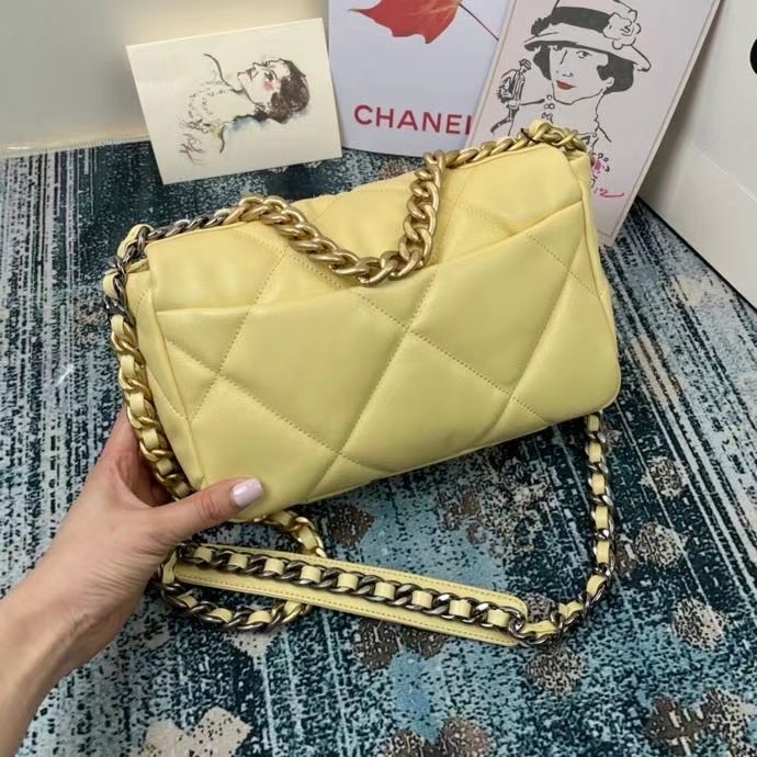 Chanel 19 flap bag AS1160 AS1161 AS1162 light yellow