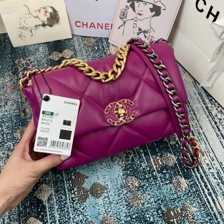 Chanel 19 flap bag AS1160 AS1161 AS1162 purple