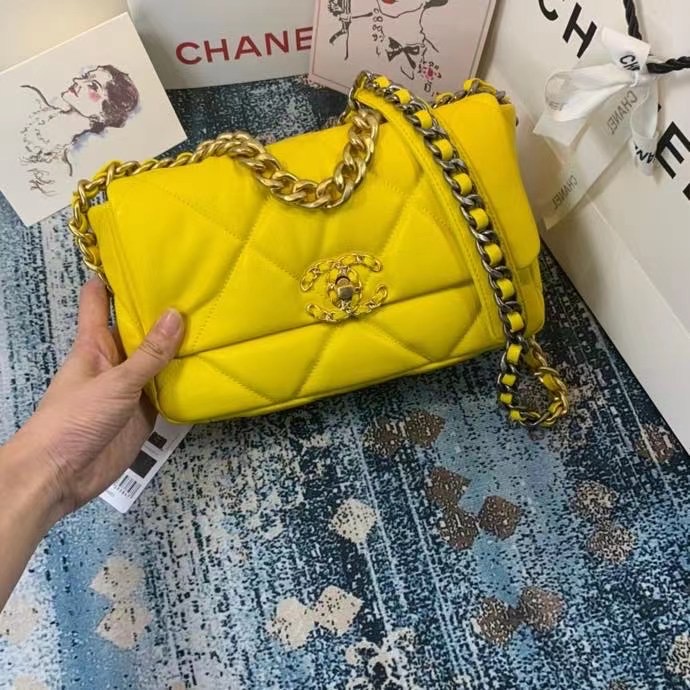 Chanel 19 flap bag AS1160 AS1161 AS1162 yellow