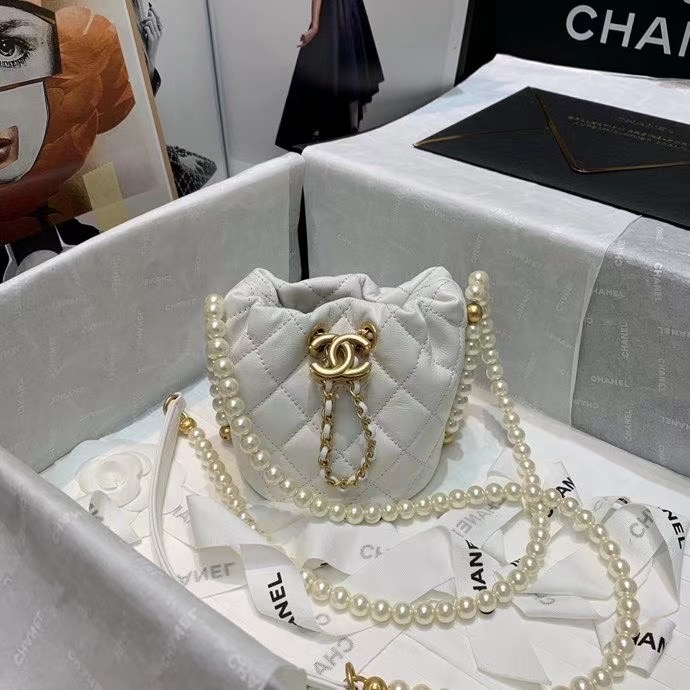 Chanel mini drawstring bag AS2529 white