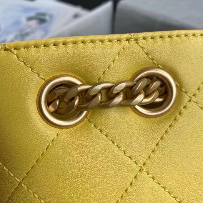 Chanel Lambskin bucket bag AS2381 yellow