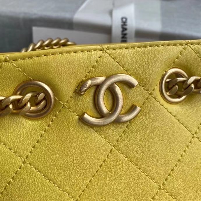 Chanel Lambskin bucket bag AS2381 yellow