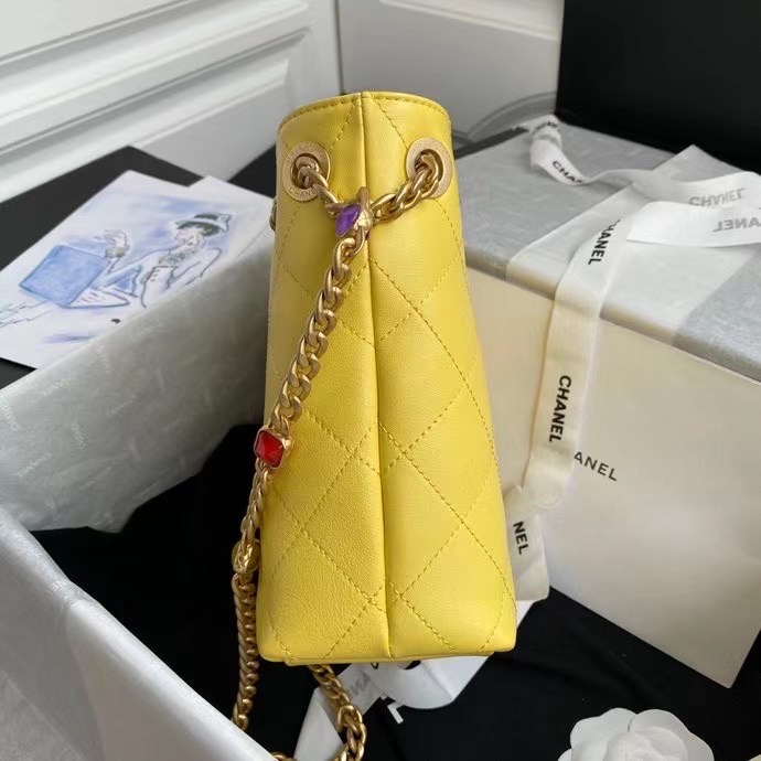 Chanel Lambskin bucket bag AS2381 yellow