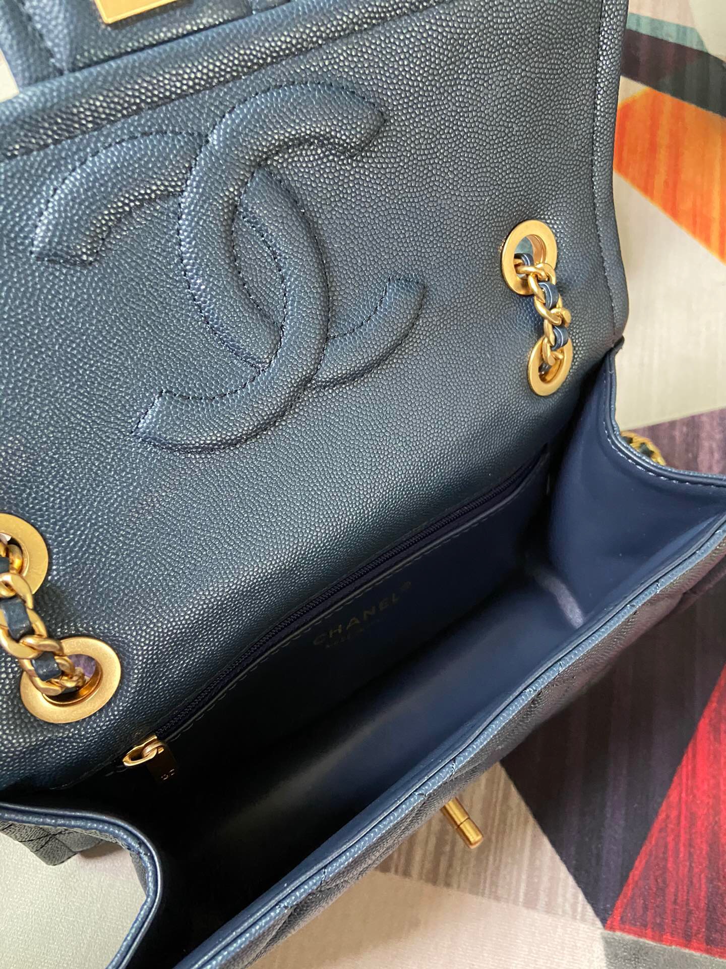 Chanel flap bag Grained Calfskin AS2357 Royal Blue
