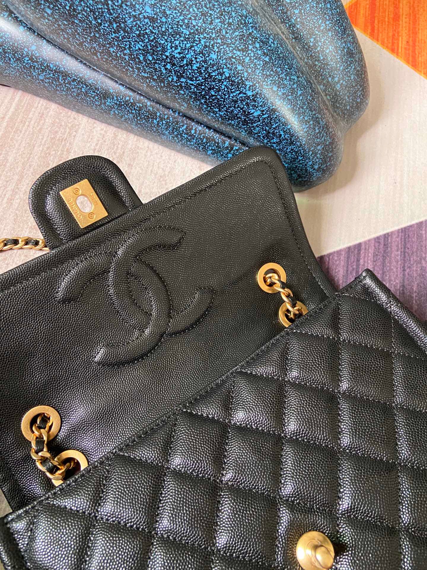 Chanel flap bag Grained Calfskin AS2357 black