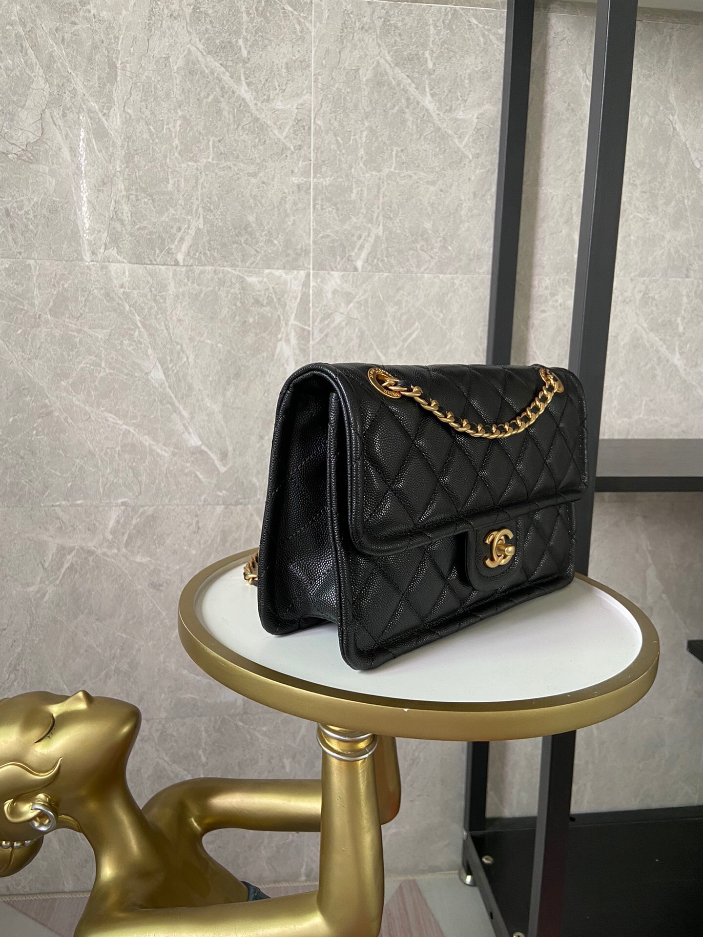Chanel flap bag Grained Calfskin AS2357 black