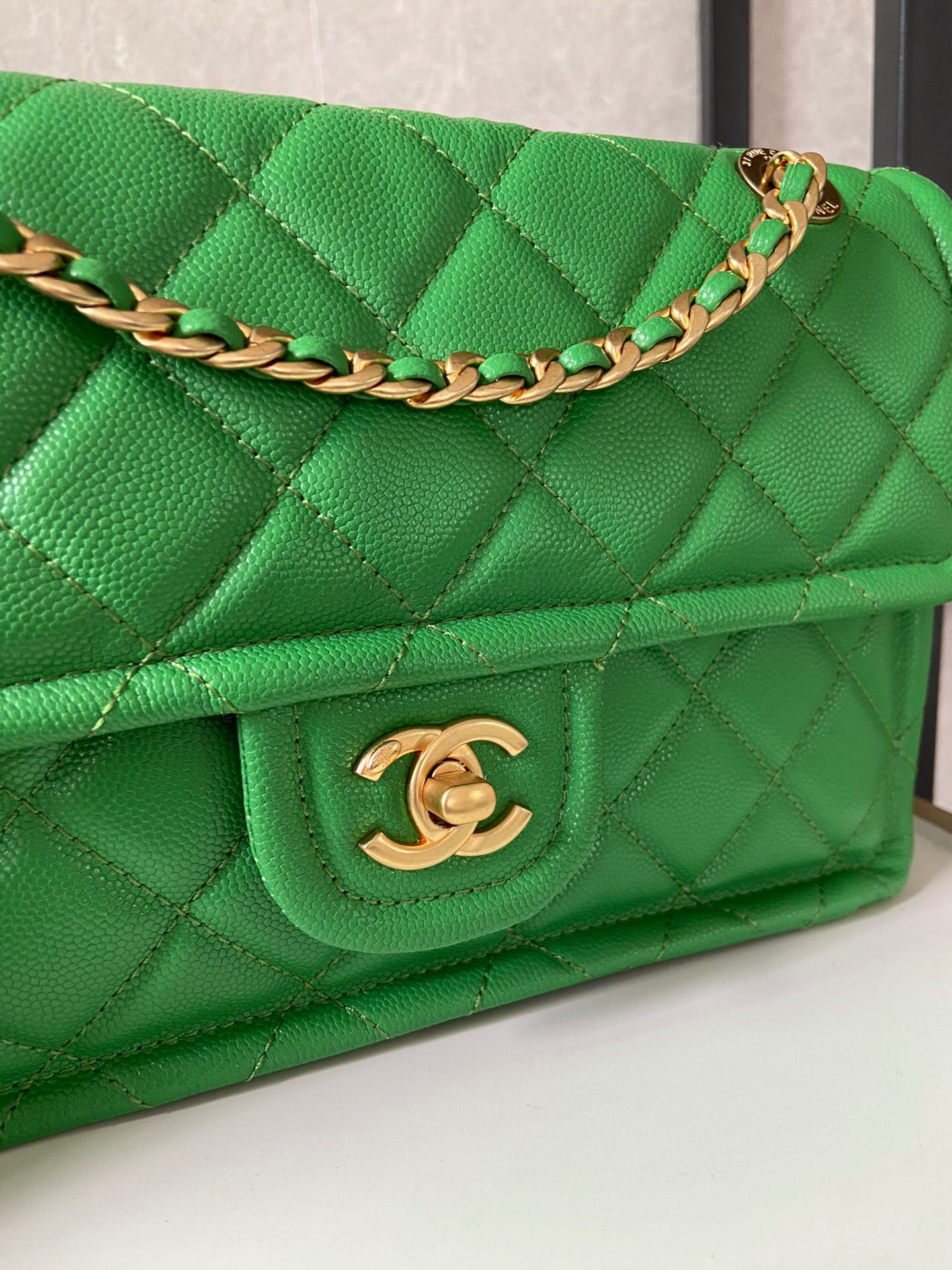 Chanel flap bag Grained Calfskin AS2357 green