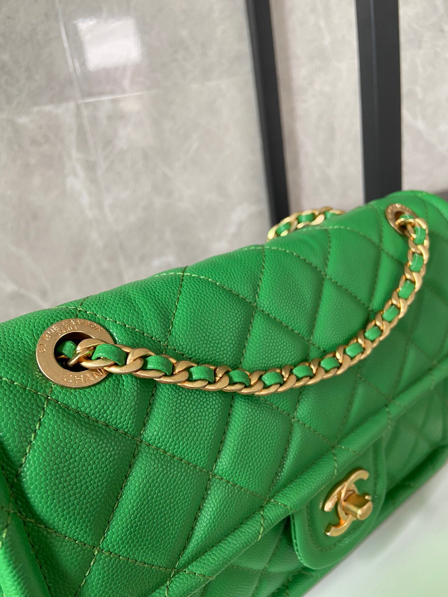 Chanel flap bag Grained Calfskin AS2357 green