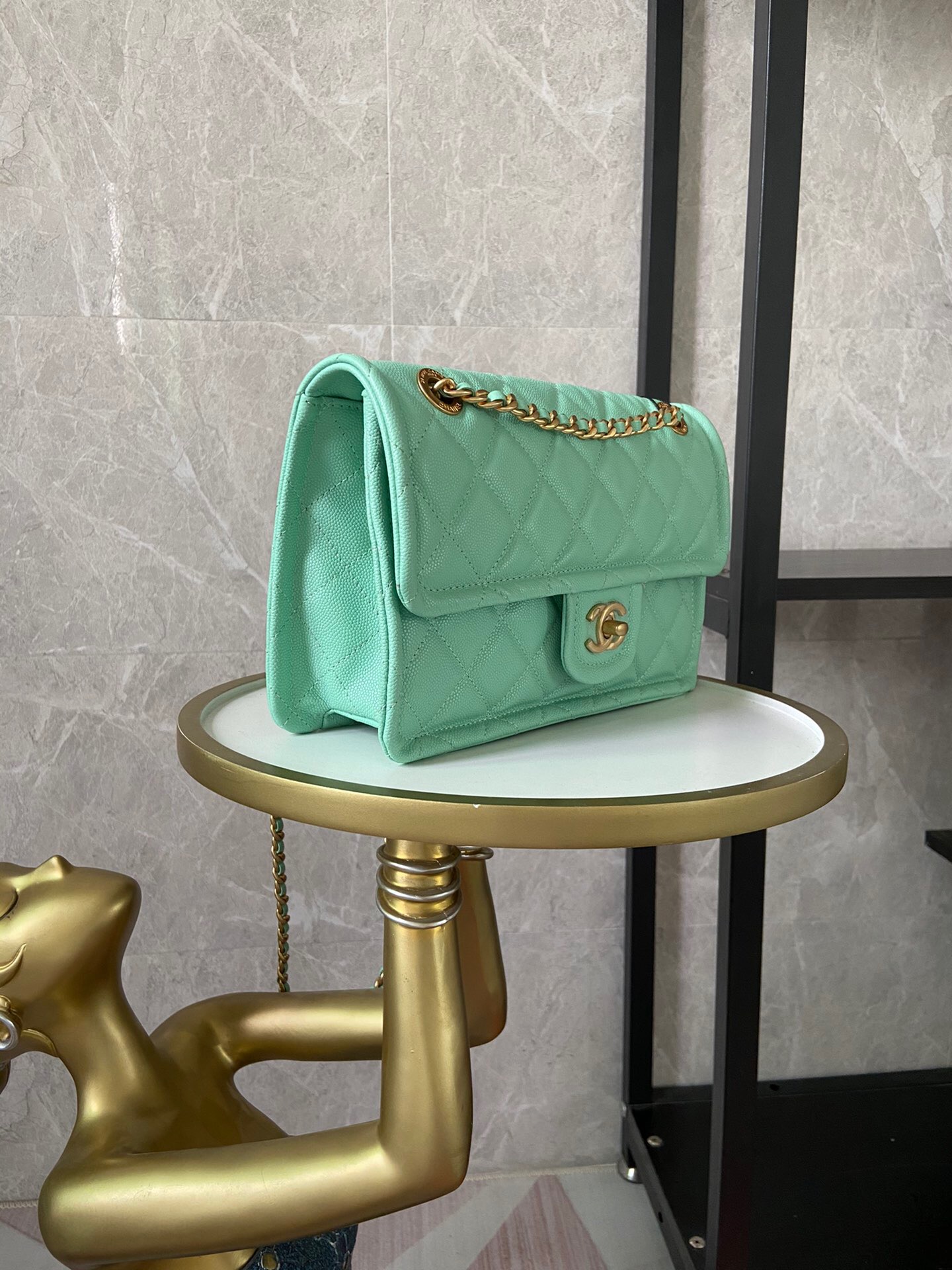 Chanel flap bag Grained Calfskin AS2357 light green
