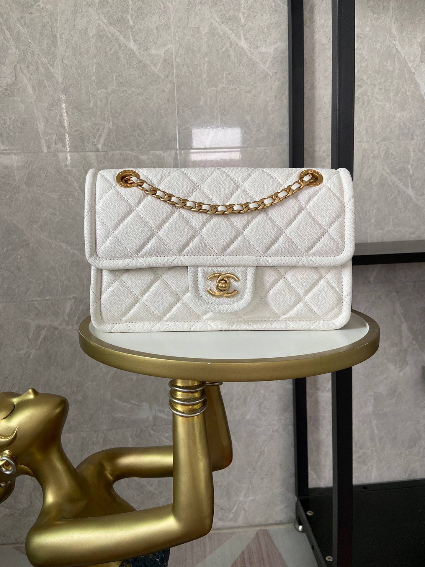 Chanel flap bag Grained Calfskin AS2357 white