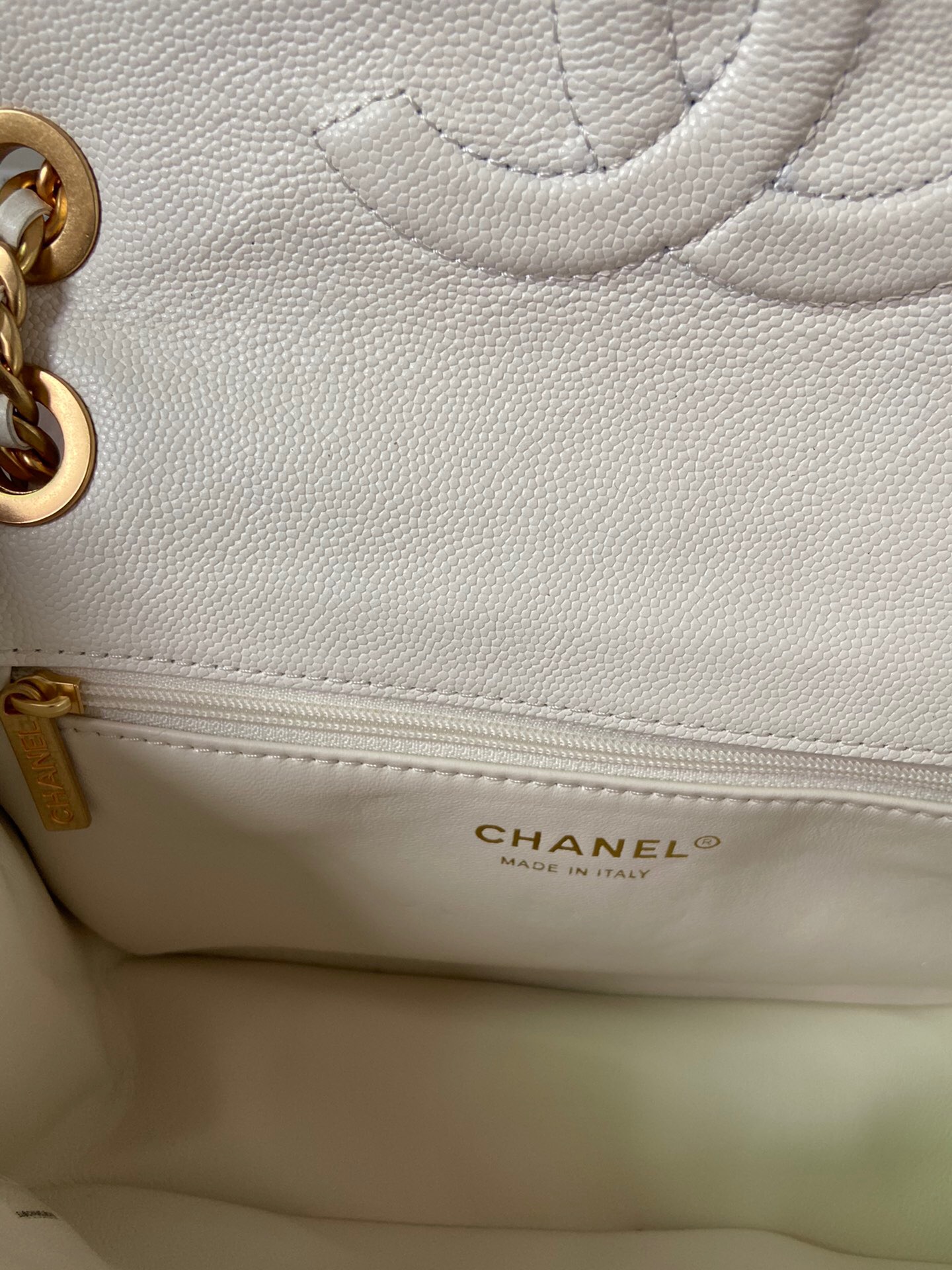 Chanel flap bag Grained Calfskin AS2357 white