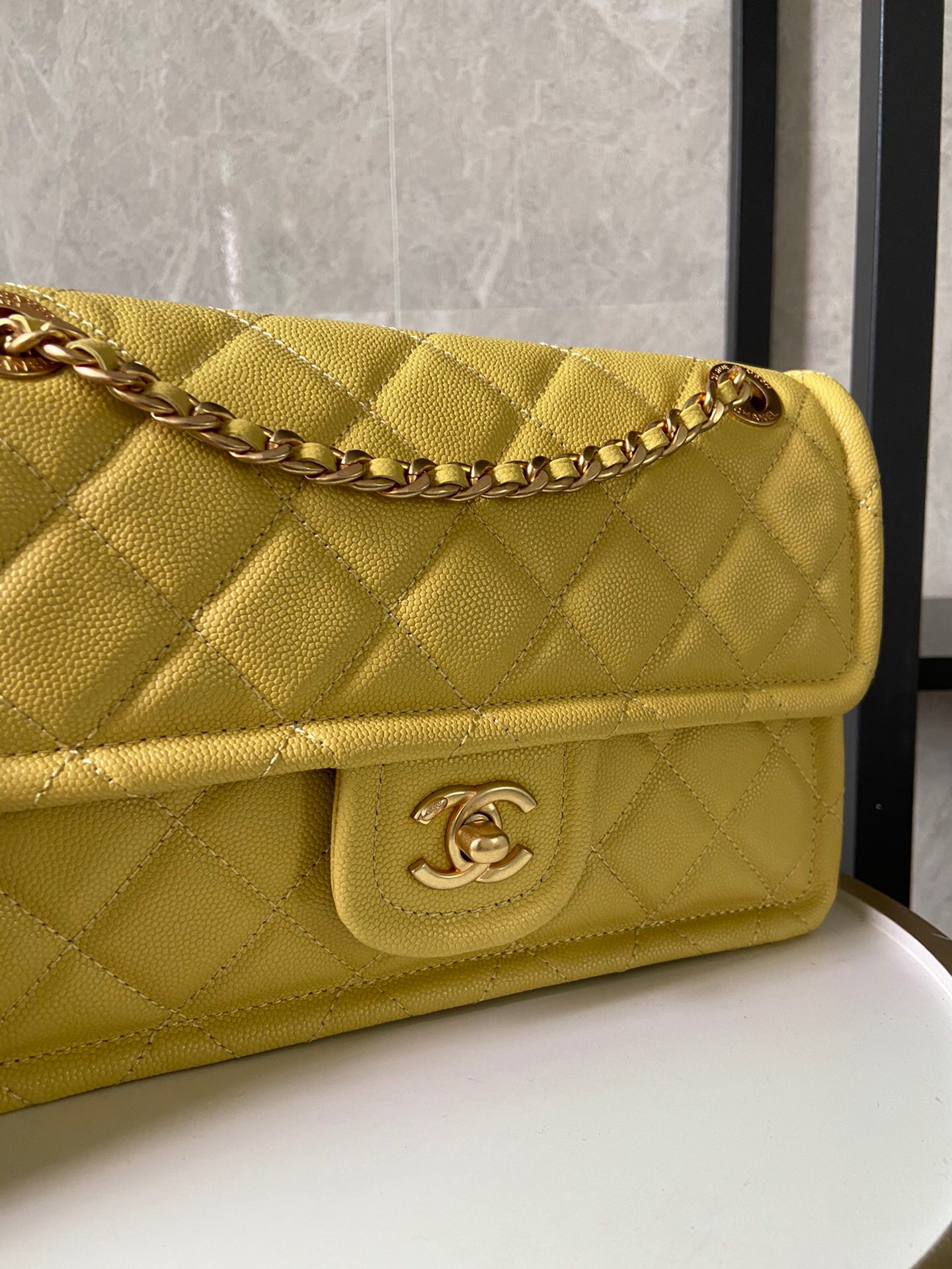 Chanel flap bag Grained Calfskin AS2357 yellow