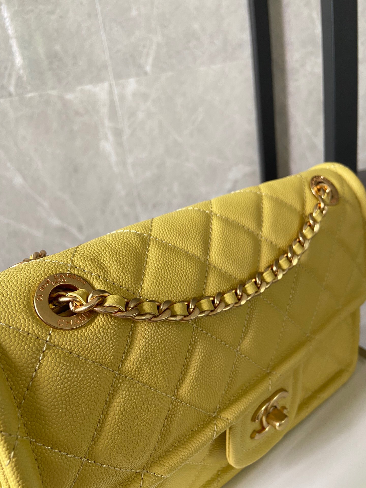 Chanel flap bag Grained Calfskin AS2357 yellow