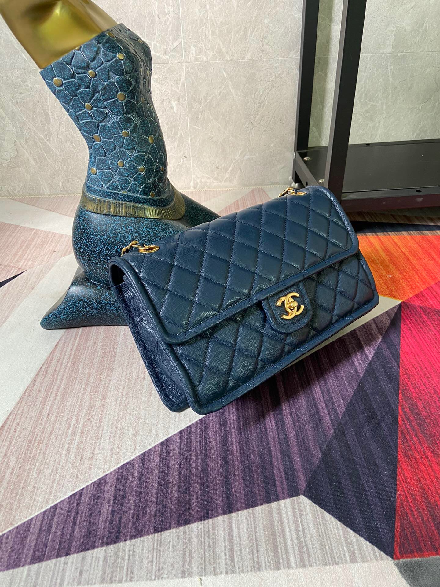 Chanel flap bag Grained Calfskin AS2358 Royal Blue