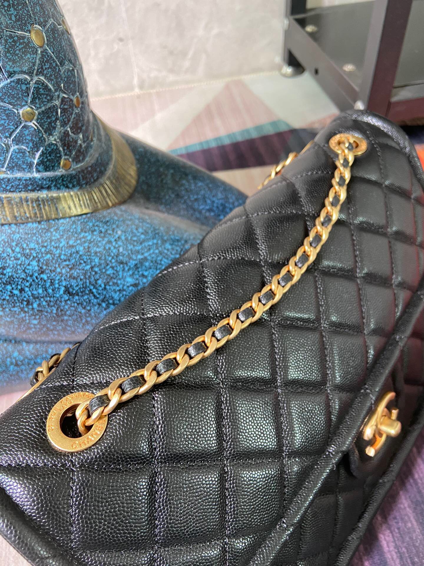 Chanel flap bag Grained Calfskin AS2358 black