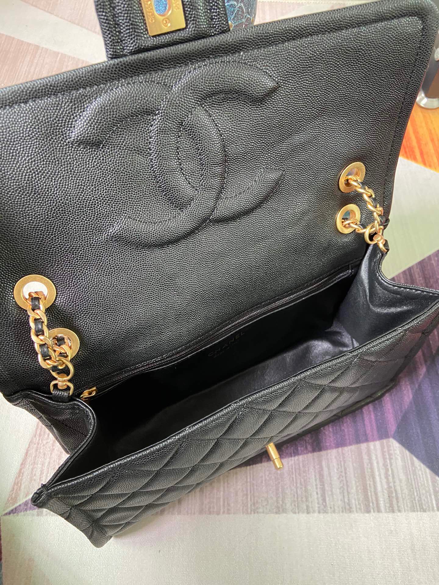 Chanel flap bag Grained Calfskin AS2358 black