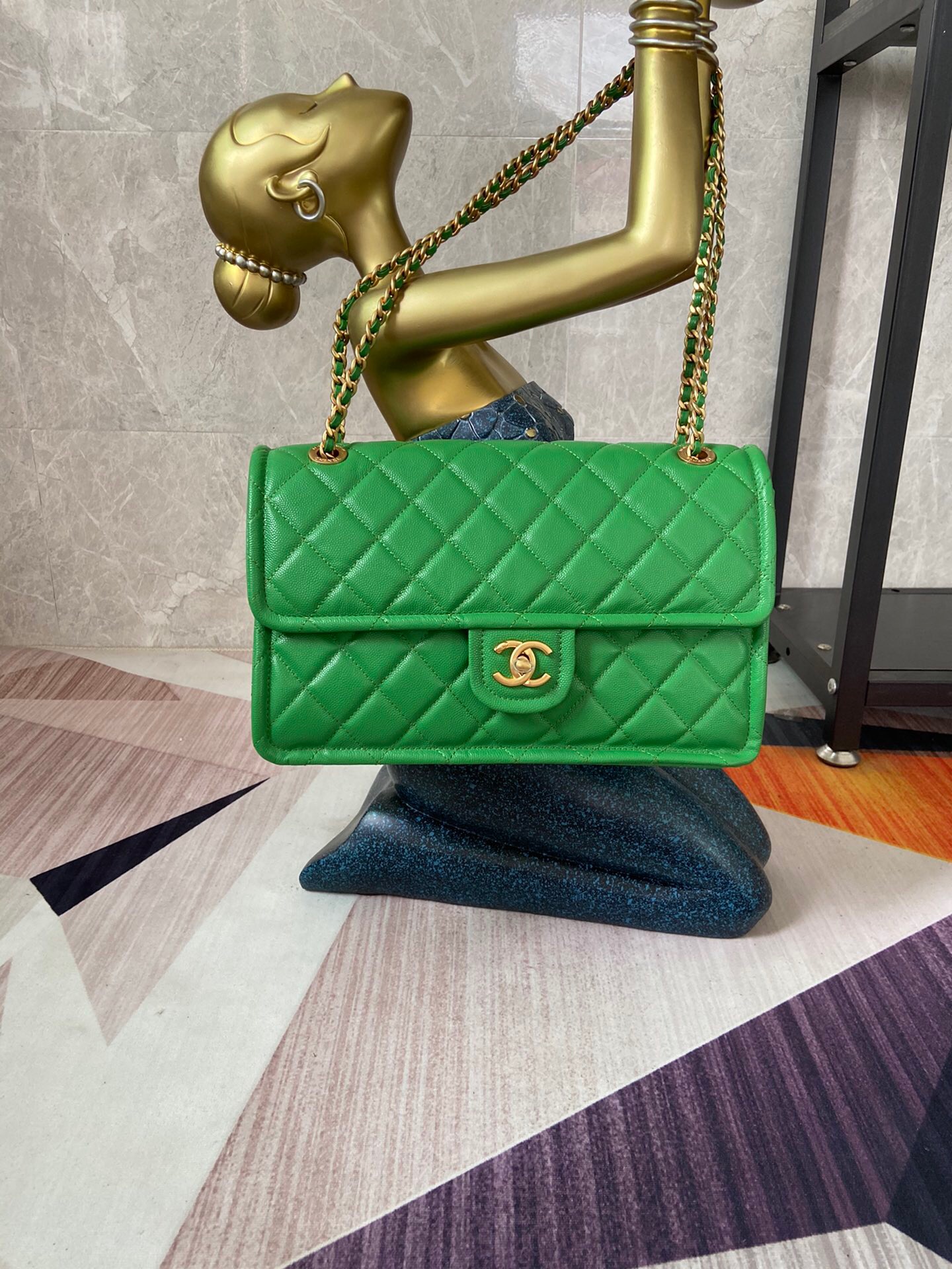 Chanel flap bag Grained Calfskin AS2358 green