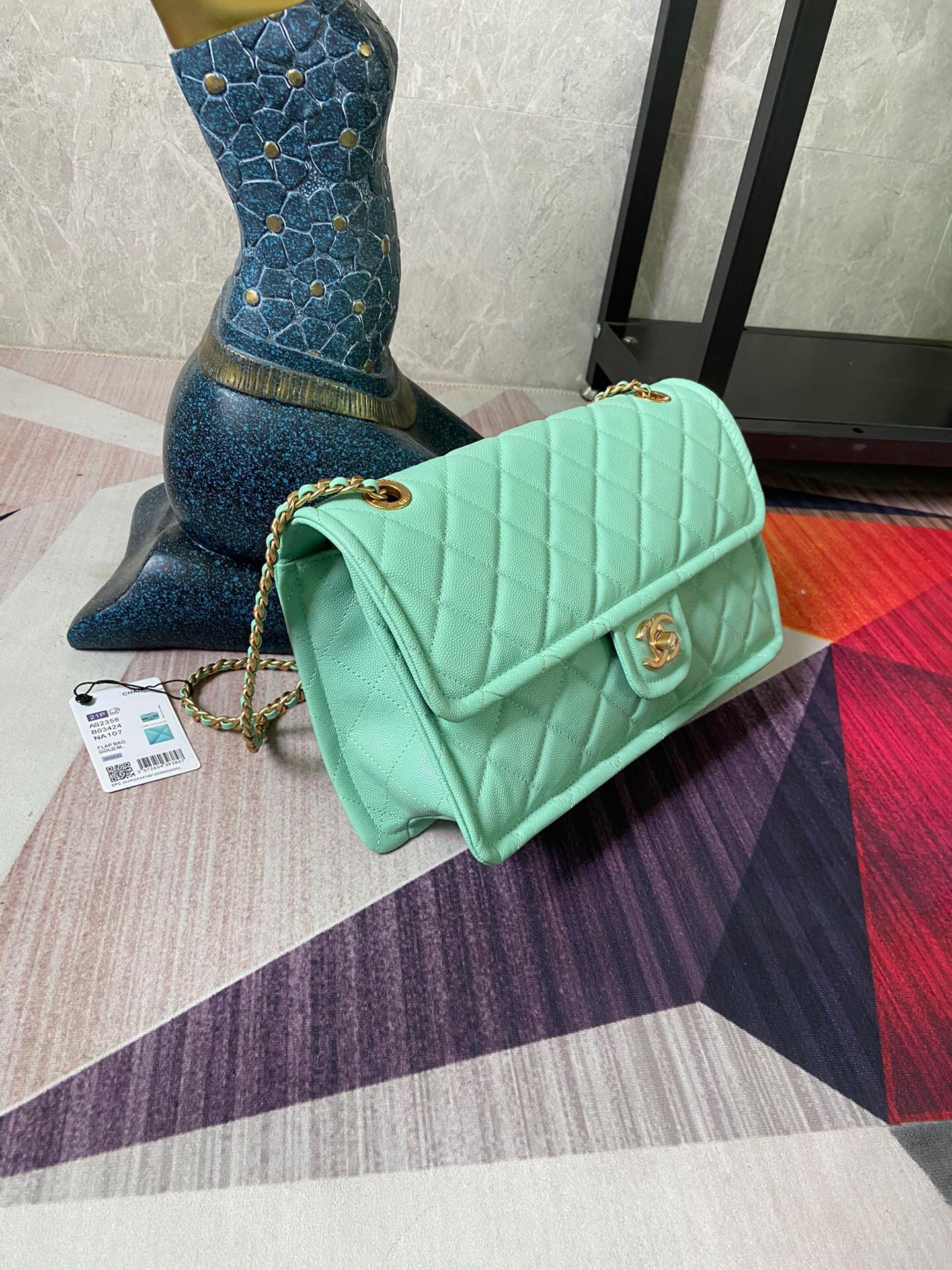 Chanel flap bag Grained Calfskin AS2358 light green