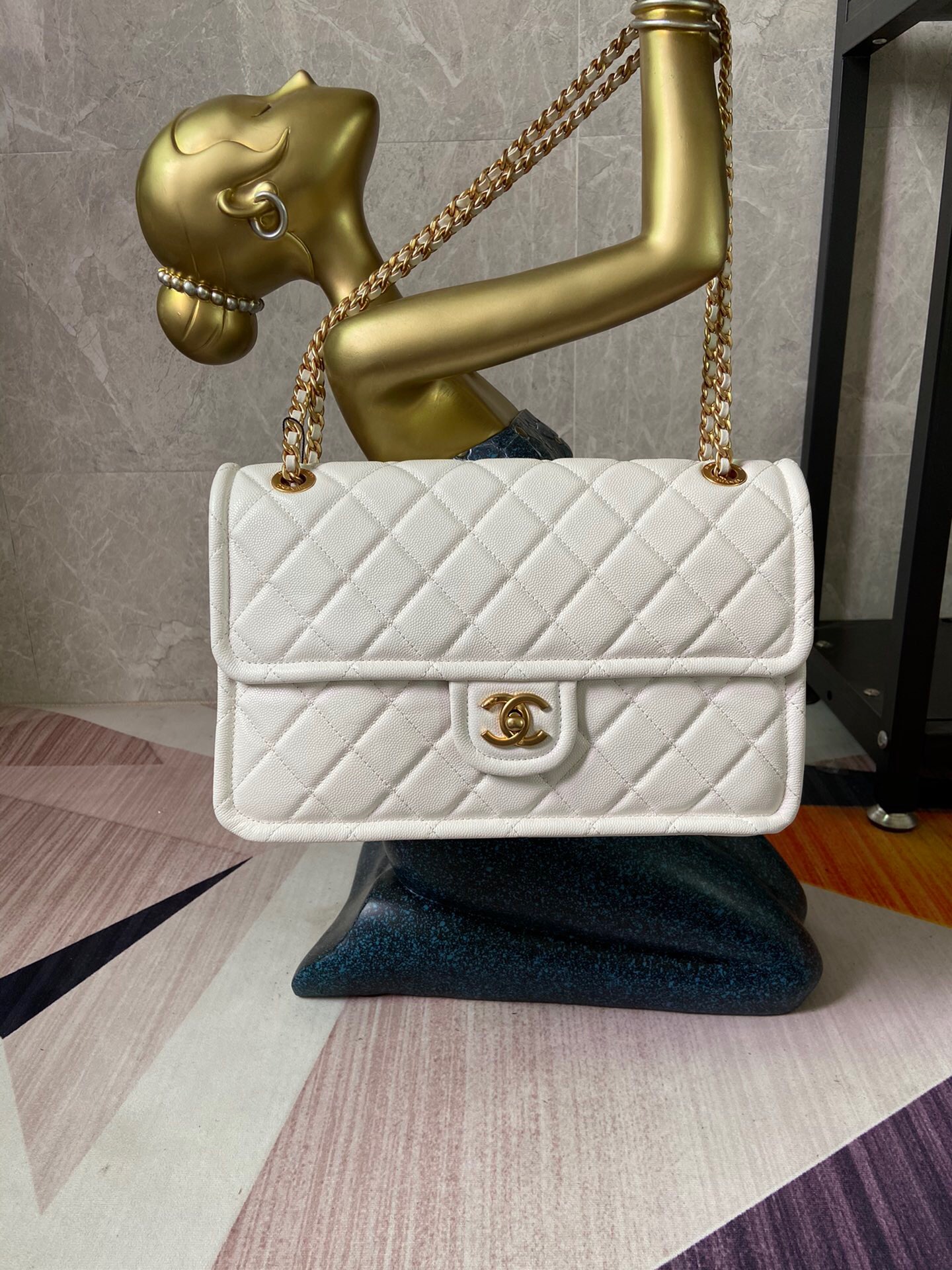 Chanel flap bag Grained Calfskin AS2358 white