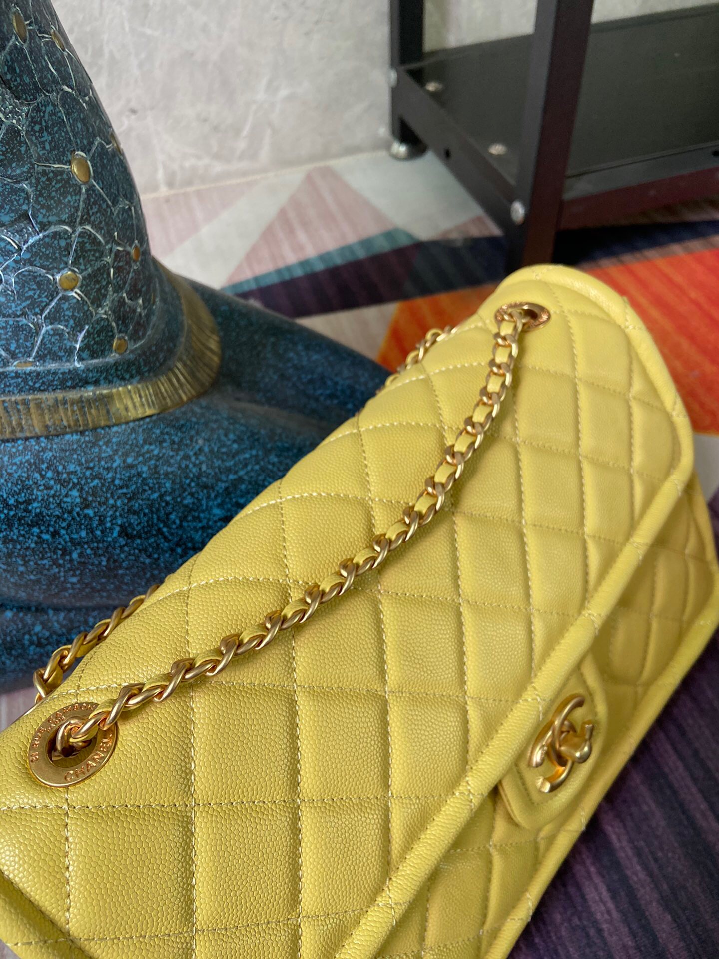 Chanel flap bag Grained Calfskin AS2358 yellow