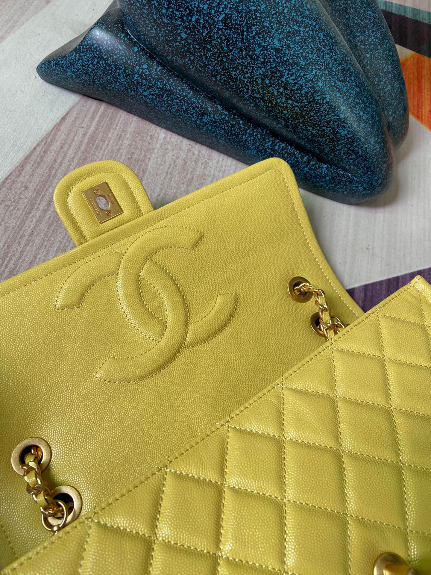 Chanel flap bag Grained Calfskin AS2358 yellow