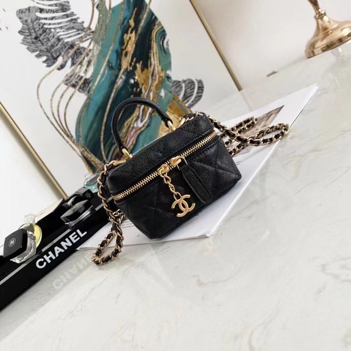 chanel small vanity with chain AP2194 black