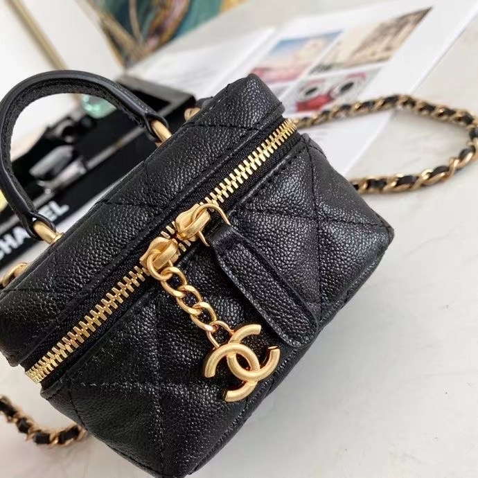chanel small vanity with chain AP2194 black
