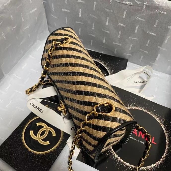 Chanel Flap Shoulder Bag  Weave AS2418 black