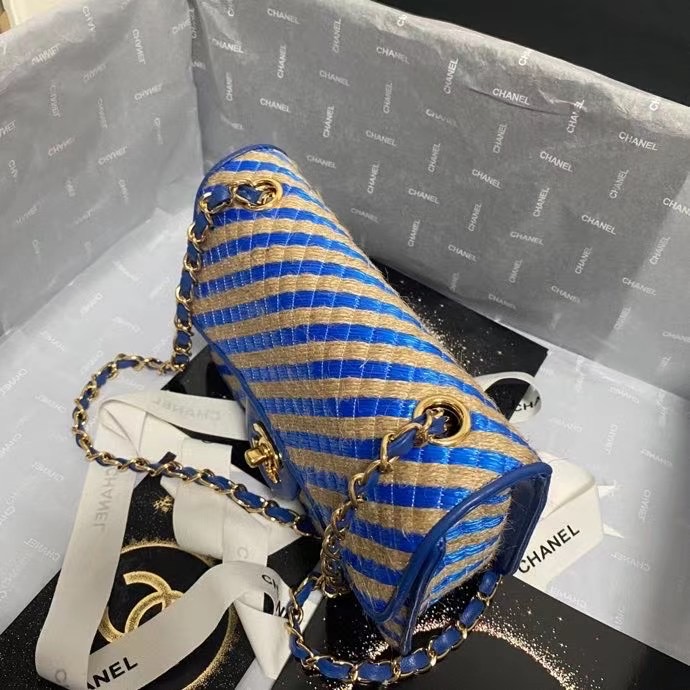 Chanel Flap Shoulder Bag Weave AS2418 blue