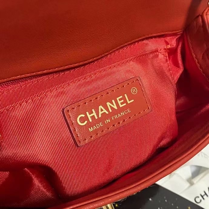 Chanel Flap Shoulder Bag Weave AS2418 red