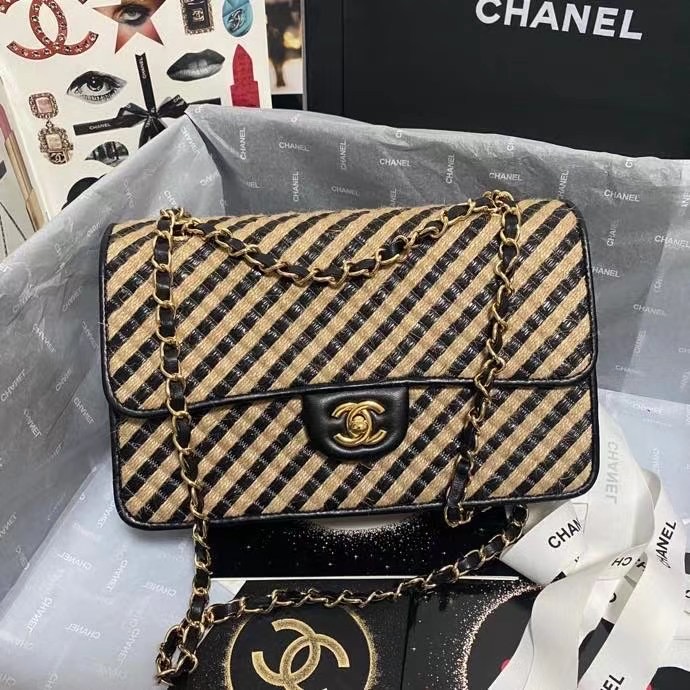 Chanel Flap Shoulder Bag Weave AS2419 black