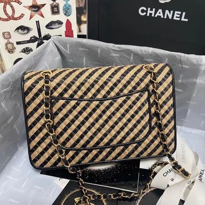 Chanel Flap Shoulder Bag Weave AS2419 black