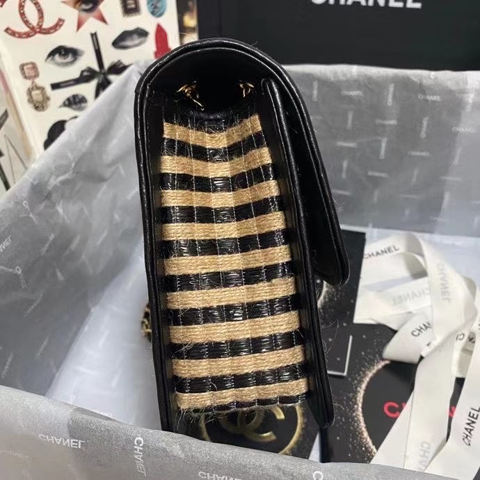 Chanel Flap Shoulder Bag Weave AS2419 black