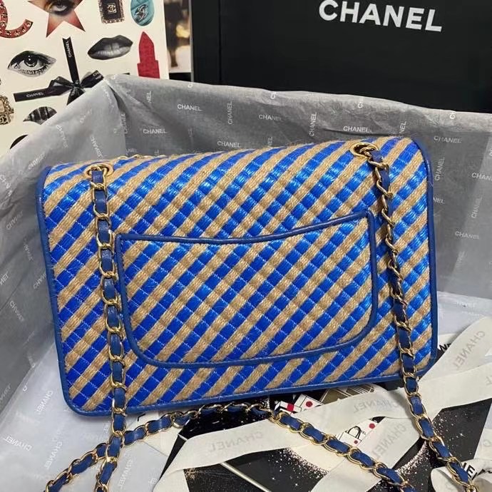 Chanel Flap Shoulder Bag Weave AS2419 blue