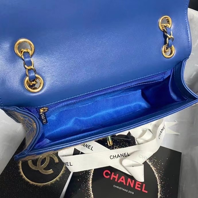 Chanel Flap Shoulder Bag Weave AS2419 blue
