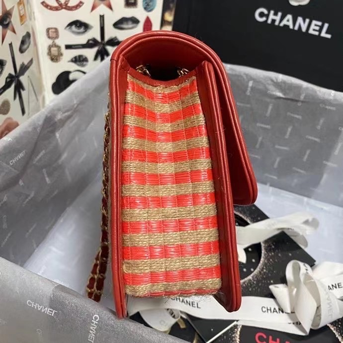 Chanel Flap Shoulder Bag Weave AS2419 red