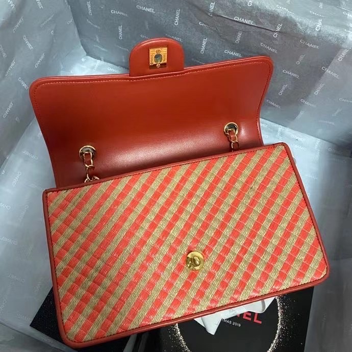 Chanel Flap Shoulder Bag Weave AS2419 red