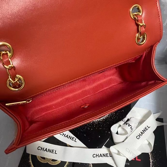 Chanel Flap Shoulder Bag Weave AS2419 red