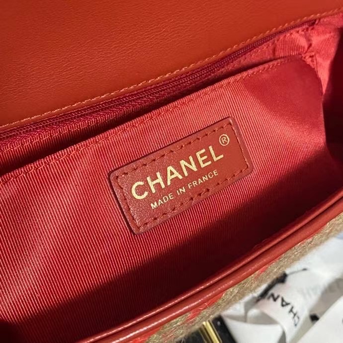 Chanel Flap Shoulder Bag Weave AS2419 red