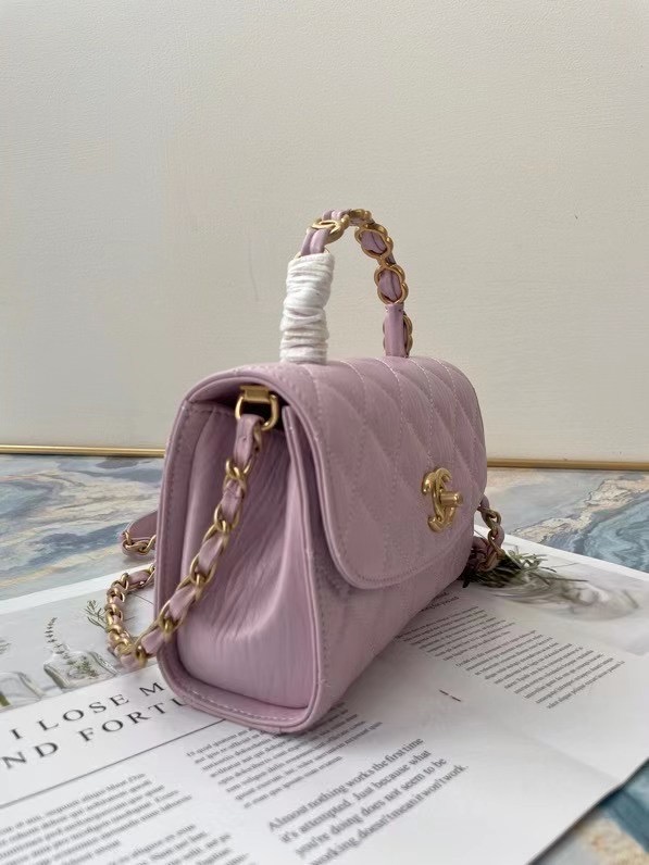 Chanel mini flap bag with top handle AS2477 purple
