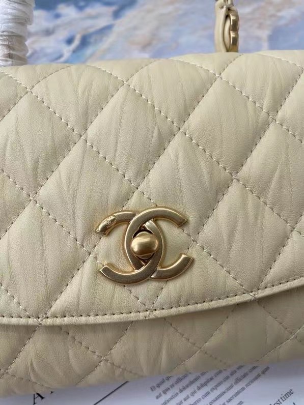 Chanel mini flap bag with top handle AS2478 Cream