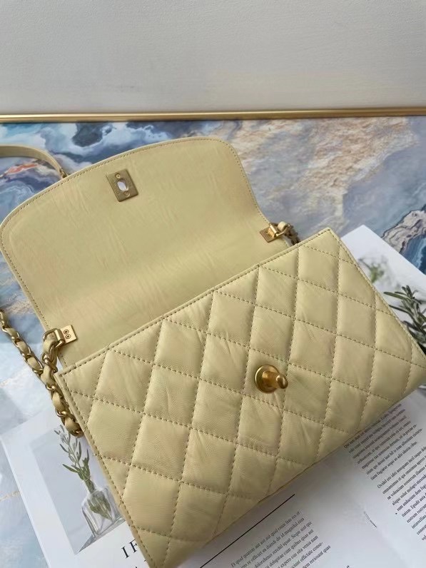 Chanel mini flap bag with top handle AS2478 Cream