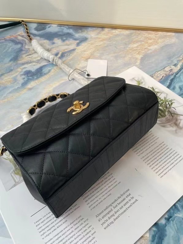 Chanel mini flap bag with top handle AS2478 Black