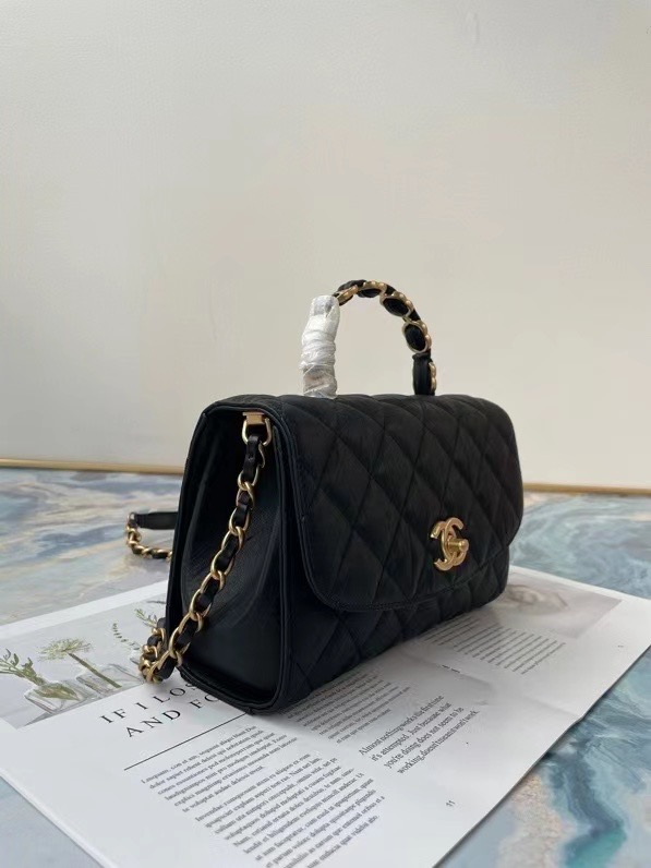 Chanel mini flap bag with top handle AS2478 Black